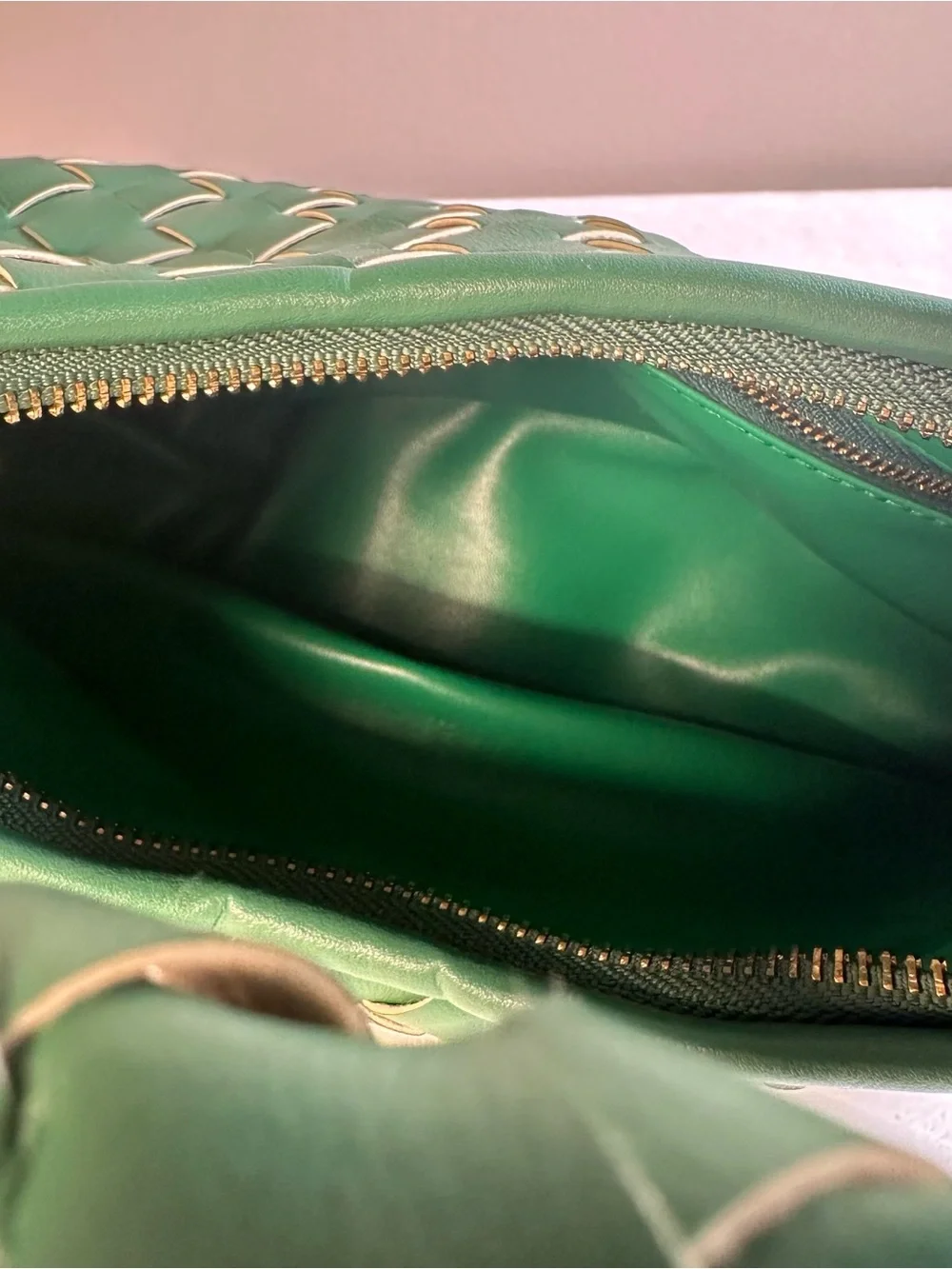 Green Woven Hobo Shoulder Bag